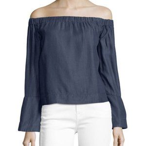 NWT 7 For all Mankind Off the Shoulder Long Bell Sleeve Soft Denim Like Bell Top